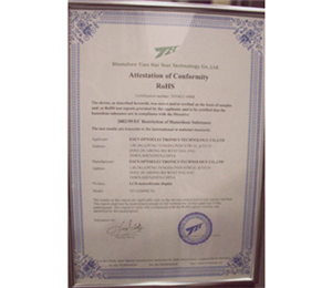 Attestation of conformity RoHS